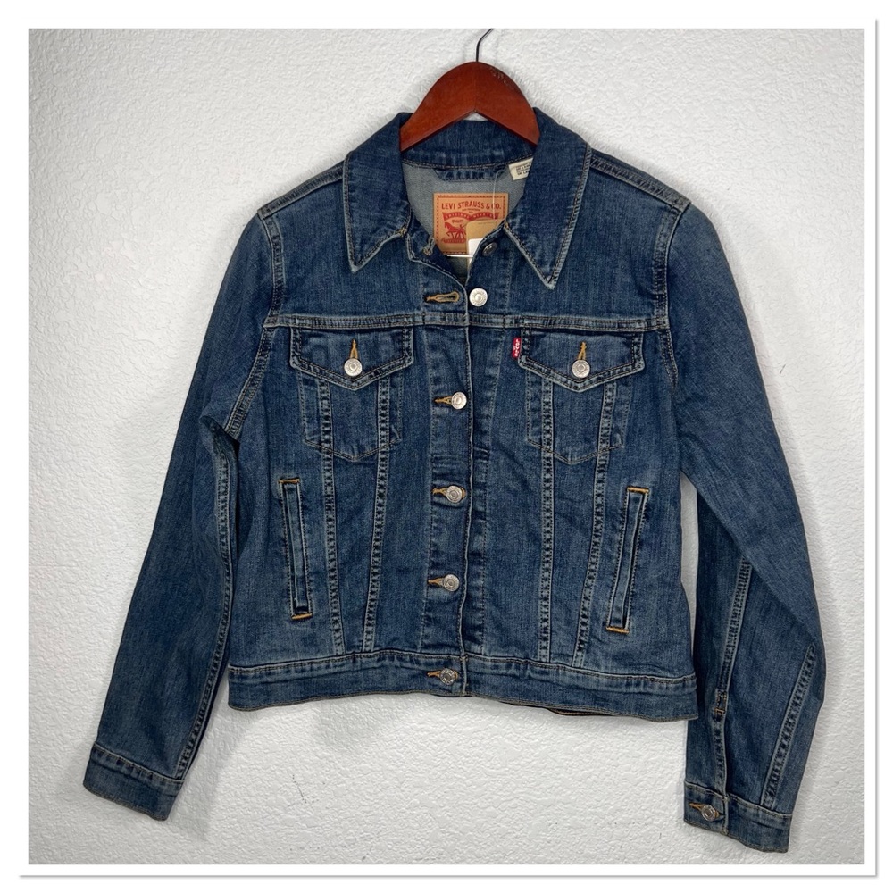 Levi's Women's Classic Blue Jean Jacket Sz M Cotton Blend NWT - Picture 2 of 11